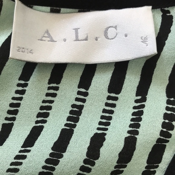 A.L.C. Aqua Black Silk Striped Tank Top Size XS - Picture 7 of 8